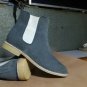 Handmade Custom Trendy Gray Chelsea Suede Boots For Men Creape Sole Chelsea Boot