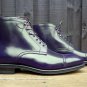 Handmade Half Long Boots, Navy Blue Fashion Cap Toe Designer Leather Men Boot