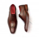 Handcraft Oxford Brown Leather Shoes, Formal Wing Tip Dress Tuxedo Shoes For Men
