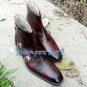 Triple Monk Burgundy Leather Boots, Two Tone Dress Formal Leather Boots Handmade