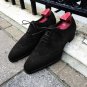 Oxford Suede Leather Shoes, Black Wing Toe Brogue Shoes Formal Shoes Handmade