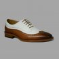 Oxford Wing Tip Shoes, Dress Formal Brown White Shoes, Men Office Leather Shoes