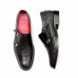 Handcraft Woven Leather Monk Shoes, Formal Cap Toe Dress Tuxedo Shoes For Men