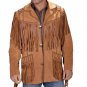 Western Cultural Tan Native Fringe vintage Leather jacket Beads Bones Coat