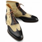 Men's Ankle Boot's, Wingtip Genuine Leather Boots, Denim Boots, Black Beige Boot