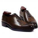 Handmade Oxford Coffee Brown shoes Calf Leather Formal Brogue Dress Men Shoes
