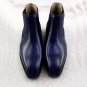 Handmade Navy Blue Chelsea Boot, Leather Casual Formal Dress Fashion Boots Men