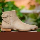 Beige Jodhpurs Boot, Handmade Buckle Boot, Men Half Long Boots, Formal Boots