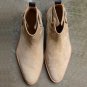 Beige Jodhpurs Boot, Handmade Buckle Boot, Men Half Long Boots, Formal Boots