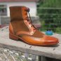 Men's Brown Boots, Genuine Suede Leather Boots, Wing tip Boot, Formal Boots