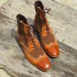 Men's Brown Boots, Genuine Suede Leather Boots, Wing tip Boot, Formal Boots