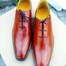 Handmade Oxford Formal Men Shoes, Leather Tan Shoes Wedding Shoes Whole Cut shoe