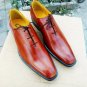 Handmade Oxford Formal Men Shoes, Leather Tan Shoes Wedding Shoes Whole Cut shoe