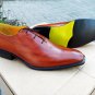 Handmade Oxford Formal Men Shoes, Leather Tan Shoes Wedding Shoes Whole Cut shoe