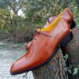 Handmade Oxford Formal Men Shoes, Leather Tan Shoes Wedding Shoes Whole Cut shoe