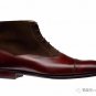 Men's Burgundy Ankle Boots, Two Tone Boots, Handmade Chelsea Lace up Dress Boots