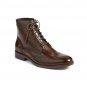 Dark Brown wing Tip Leather Boots, Men's Ankle High Brogue Leather Boots
