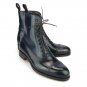 Handmade Navy Blue Boots For Men, Cap Toe Ankle Dress Formal Casual Leather Boot