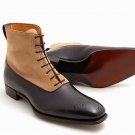 Handmade Brogue Black Brown Leather Boots Dress Casual Laceup Formal Ankle Boots