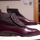 Handmade Men Burgundy Boots Button Top Leather Suede Boots Casual Leather Jeans