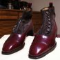 Handmade Men Burgundy Boots Button Top Leather Suede Boots Casual Leather Jeans