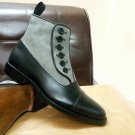 Handmade Button Top Boots Formal Dress Fashion Tuxedo Office Business Boots Men