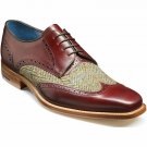 Handmade Tan Tweed Leather Two Tone Shoes Elegant Red Wing Tip Cap Dress Formal