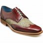 Handmade Tan Tweed Leather Two Tone Shoes Elegant Red Wing Tip Cap Dress Formal