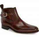 Men's Jodhpurs Leather Boots, Ankle High Boots, Brown Boots, Buckle Dress Boots