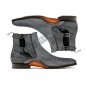 Handmade Gray Chelsea Suede Buckle Leather Boots, Ankle High Designer Boots Men