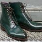 Handmade Green Boots For Men, Cap Toe Ankle Dress Formal Casual Leather Boot