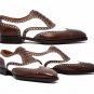 Handmade Men Brown White Brogue oxford Shoes Men Dress Leather Tuxedo Shoes