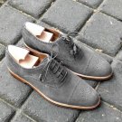 Handmade Oxford Suede Leather Shoes, Men Gray Denim Dress Formal Shoes For Men's