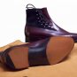 Men Cap Toe Ankle High Boots Maroon Leather Casual Dress Boots Handmade Tuxedo