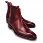Jodhpurs Burgundy Chelsea Leather Boots Handmade Men Ankle Desert Trendy Boots