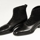 Handmade Men Leather Boot, Dress Men Black Suede and Leather ankle Boots