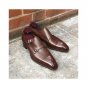 Mens Brown Monk Shoes, Genuine Leather Fashion Jeans Shoes, Handmade Dress Shoes