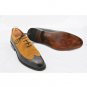 Handmade Two Tone Wingtip Shoes, Formal Designer Black Tan Suede Shoes, Men Shoe