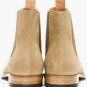 Men's Chelsea Beige Leather Ankle Boots, Suede Beige Formal Dress Handmade Boots