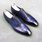 Handmade Oxford Two Tone Leather Shoes, Navy Dress Formal Shoes Men's, Cap Toe