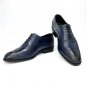 Handmade Oxford Navy Blue Leather Shoes, Wing Tip Brogue Formal Dress Shoes Men