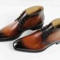 Men Hand Painted Chukka Leather Boots Denim Casual Fashion Chukka Stylish Boots