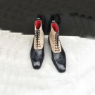 Men Boots Beige Black Boot, Ankle High Boots, Designer Formal Leather Boots