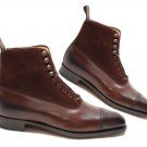 Handmade Brown Ankle High Boots, Party Dress Casual Lace Up Leather Suede Boot