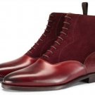 Men Maroon Ankle boots, Men Dress boots, Two Tone boots, Men's Leather Boots