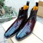 Handmade Chelsea Crock Texture Leather Ankle Boot, Forma Casual Men Formal Boot