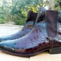 Handmade Chelsea Crock Texture Leather Ankle Boot, Forma Casual Men Formal Boot