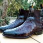 Handmade Chelsea Crock Texture Leather Ankle Boot, Forma Casual Men Formal Boot