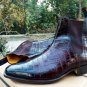Handmade Chelsea Crock Texture Leather Ankle Boot, Forma Casual Men Formal Boot