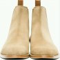 Handmade Chelsea Suede Men's Beige Boots Leather Sole Dress Formal Ankle Boots